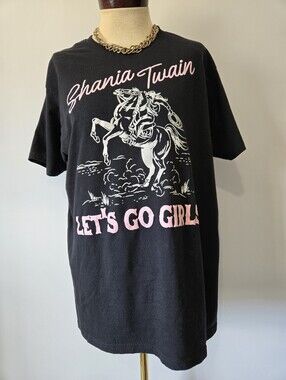 SHANIA TWAIN 'Let's Go Girls' Black Graphic Tee. Size Large